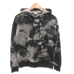 リーボック Reebok タイダイ フーディー Tie Dye Hoody プルオーバーパーカー スウェット 裏起毛 総柄 ロゴ L 黒 ブラック グレー H59151 /GV