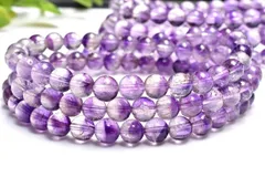 高発色 スーパーセブンアメジスト　6mm　3連タイプ ブレスレット パワーストーン 天然石 _BG6258-6