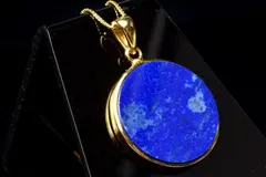 【１点物】シルバー925◇天然無着色 ラピスラズリ　20mm　コイン ペンダントトップ パワーストーン 天然石 _PC8339