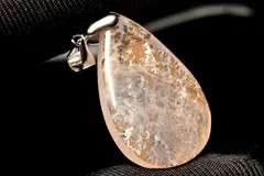 【１点物】シルバー925◇希少 デンドリティックローズクォーツ　30x19mm　ドロップ ペンダントトップ パワーストーン 天然石 _PC8355
