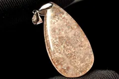【１点物】シルバー925◇希少 デンドリティックローズクォーツ　36x18mm　ドロップ ペンダントトップ パワーストーン 天然石 _PC8356