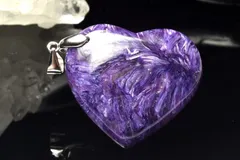 【１点物】シルバー925◇シルキーな輝き チャロアイト　25x28mm　ハート ペンダントトップ パワーストーン 天然石 _PC8408