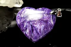 【１点物】シルバー925◇シルキーな輝き チャロアイト　28x26mm　ハート ペンダントトップ パワーストーン 天然石 _PC8410