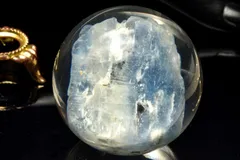 【１点物】樹脂封入 カイヤナイト　49.5mm　丸玉(台座付き)レジンコーティング スフィア パワーストーン 天然石 _CG7017【宅急便】
