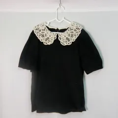 UNIVERVAL MUSE ユニバーバルミューズ 襟付きトップ ブラック フリーサイズ □〇