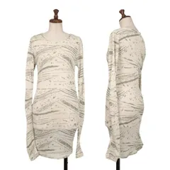 イッセイミヤケISSEY MIYAKE アクリル総柄プリントニットカットソー ライトベージュM