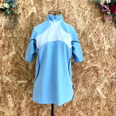 SG4757 LUCENT 半袖 ポロシャツ ジップアップ 水色 白 レディース M