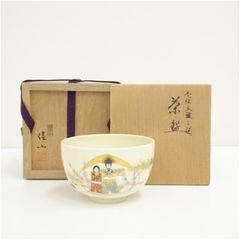 茶道具　野々村仁清作　染付　小茶碗　時代箱付　V　R8836 茶道具 野々村仁清作 色絵 武者行列図 茶碗 時代箱 C 8446 - メルカリ