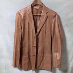 美品/大きいサイズ】バルマン ラムレザーテーラードジャケットブラウン
