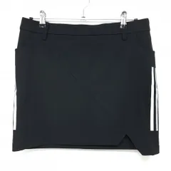 【超美品】アディダス スカート 黒×グレー 3ライン ロゴプリント ストレッチ  レディース OT(XL) ゴルフウェア adidas