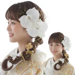 [LALALA beauty flowers] 成人式・卒業式に映える 華やか髪飾り (胡蝶蘭シリーズ) 振袖 七五三 花火大会 二十歳の集い ハンドメイド (少し大きな ベルベット) 3100ch [ベルベット(大)[3100]]