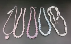 【TAKA61-43】◇未検品　『ネックレス 5本セット』　まとめ売り　ローズクォーツ　アクアマリン