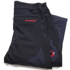 MAMMUTマムート ロゴ刺繍 SOFtech 切り替え ナイロン ソフトシェル スキーパンツ 黒 48★アウトドア スノボ ブラック スイス