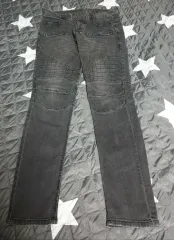 WBDジーンズ スリムフィット ストレッチ バイク デニムパンツ ブラックデニム (31 32)