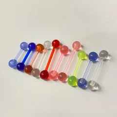 2個　14G UVアクリル　バーベル　リテーナー ホール キープ  舌ピアス　舌ピ　軟骨ピアス　トラガス　透明 シークレットピアス ボディピアス ボディーピアス