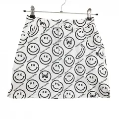 パーリーゲイツ スカート 白×ネイビー 総柄 ニコちゃん スマイル バナナ  レディース 00(XS) ゴルフウェア 2025年モデル PEARLY GATES