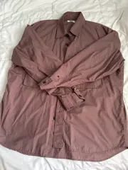 ユニクロU ユーティリティ オーバーサイズシャツ ブラウン L