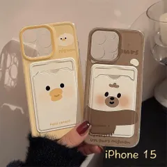 iPhone 15 対応 スマホケース クリア カード収納付き TPU かわいい 動物 イラスト 薄型 軽量