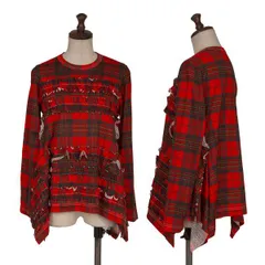 トリココムデギャルソンtricot COMME des GARCONS フリルペーストデザインサイドスリットカットソー 赤黒黄M