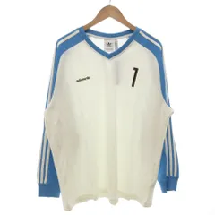 アディダスオリジナルス adidas originals ジャージー ゲームTシャツ 長袖 ロンT ラグランスリーブ 2XL Vネック 3ストライプス 白 ホワイト 青 ブルー JC8374 /GV