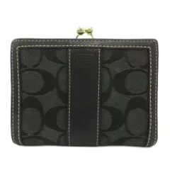 コーチ COACH シグネチャー 二つ折り財布 コンパクトウォレット がま口 キャンバス レザー 黒 ブラック /GV