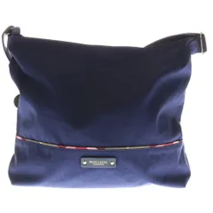 BLUE LABEL CRESTBRIDGE (ブルーレーベルクレストブリッジ) レザーロゴ チェック柄 切り替え キャンバス ショルダーバッグ ネイビー