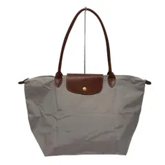 LONGCHAMP(ロンシャン) ショルダーバッグ ル・プリアージュオリジナル グレー×ブラウン 折りたたみ レザー