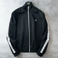 美品 FRED PERRY フレッドペリー J4620 トラックジャケット ジャージ ジャケット メンズ M 黒 ブラック サイドライン ロゴ ポルトガル製