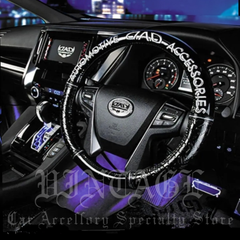 D.A.D ロイヤルステアリングカバー タイプ  モノグラムレザー エナメルブラック/シルバー DAD ギャルソン GARSON ハンドルカバー