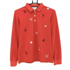 美品】マンシングウェア 長袖ポロシャツ レッド×白×ネイビー 前身頃総