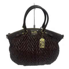 COACH(コーチ) ハンドバッグ美品  マディソンキルティッドシェブロンナイロンリンジー 18634 ダークブラウン レザー