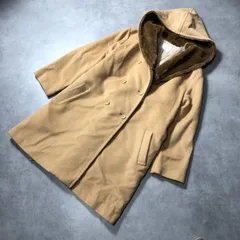 WQ993● KETTY：訳アリ ダブルブレスト ファーフード付きウールコート ● M● キャメル/ブラウン カシミア アンゴラ混 ケティ 日本製のサムネイル