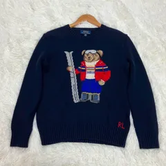 ポロラルフローレン ニット セーター ポロベア スキー ネイビー Sサイズ相当 ★お値段交渉を受け付けます。【A0234】