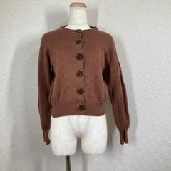 【ヘザー】カーディガン　あいねねショート　ニット セーター　茶　F　Heather　あいねねコラボ　 羽織　丸首　綿 ショート丈　短丈