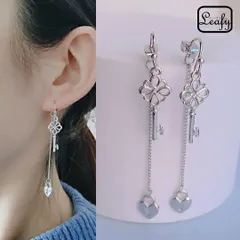 Leafy 2way！ゆらゆら カギ×カギ穴チェーンピアス カギモチーフピアス カギ穴チェーンを取り外して、カギだけのピアスとしてご使用いただくこともできます シルバー x04998as