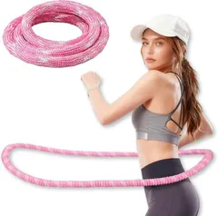 GRHONC ソフトフラフープ ダイエット用 静音 1.5kg 紐 スプリング フィットネス お腹痩せ 大人 室内用 (ピンク)