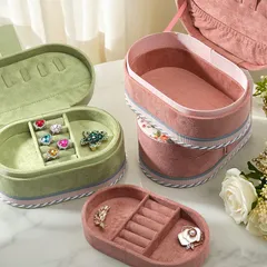 17.5*11*8 旅行用 コンパクトジュエリーボックス ネックレス ピアス リング ブレスレット収納ケース 携帯用ジュエリー収納ポーチ