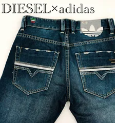 DIESEL DIESEL×adidas ダメージ加工 デニム インディゴ コラボ パンツ W29 L32 メンズ WASH 0088Z M インディゴ  メンズ ファッション