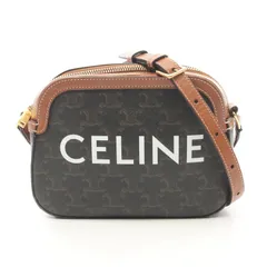 セリーヌ CELINE ショルダーバッグ スモール カメラバッグ トリオンフ ブラック PVCコーティングキャンバス レザー トリオンフ スモール カメラバッグ レディース