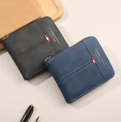 二つ折り財布 メンズ PUレザー サイフ 小銭入れ コンパクト 薄型 軽量 大容量 カード収納 ブラック 黒 シンプル おしゃれ プレゼント ビジネス 通勤 通学 使いやすい 高耐久性