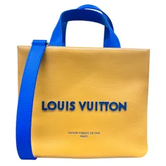 LOUIS VUITTON 未使用品 ルイヴィトン ショッパー トート MINI ロゴ 2way トートバッグ ショルダーバッグ レザー RFID イエロー ブルー ハンドバッグ 25AW ヴィトン LV 展示品 極美品 Sランク 中古 鑑定済 ヴィトンバッグ