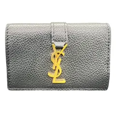 SAINT LAURENT 極美品 サンローラン カサンドラ オリガミ タイニー ウォレット 三つ折り財布 669959 レザー ブラック コンパクトウォレット ミニウォレット イヴサンローラン YSL Aランク 中古 鑑定済 サンローラン財布