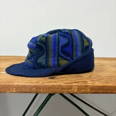 90s 1999年 USA製 patagonia Synchilla Duckbill Cap 【 navy pattern 】 パタゴニア シンチラ ダックビル キャップ フリースキャップ イヤーフラップ 【 ネイビー 柄 】