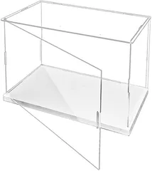 VORZIP フィギュアケース アクリルケース コレクションケース 白台座 展示用 模型 保管用 組立簡単 ドア ディスプレイケース (ホワイト/クリア,  高さ15x幅15x奥行15cm)