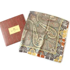 MNK25085 新品同様 ETRO エトロ シルク スカーフ ペイズリー柄 総柄 イタリア製 マルチカラー