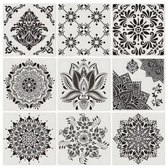 ドナリー ステンシルシート 曼荼羅 9枚セット 大判30.5cm 洗える 繰り返し使用可能 DIYステンシル 幾何学 花柄 ハンドメイド インテリア クラフト用品 