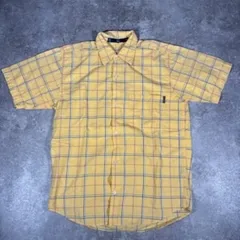 STUSSY ステューシー 80's OLD STUSSY オールドステューシー 半袖チェックシャツ VINTAGE イエロー コットン インド製