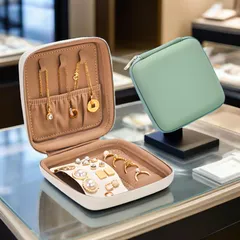 12.5*12.5*5cm  携帯用ジュエリーケース 旅行用 指輪 ピアス アクセサリー収納ボックス