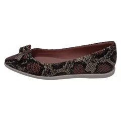 COLE HAAN(コールハーン) フラットシューズ 5 B レディース - ベージュ×黒×マルチ 型押し加工/リボン レザー