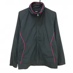 【超美品】アンダーアーマー ジャケット ダークグレー×蛍光ピンク 袖ロゴ 裏地メッシュ  レディース XL ゴルフウェア UNDER ARMOUR